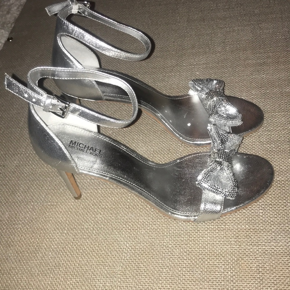 Michael Kors Silver Ankle Strap Heel